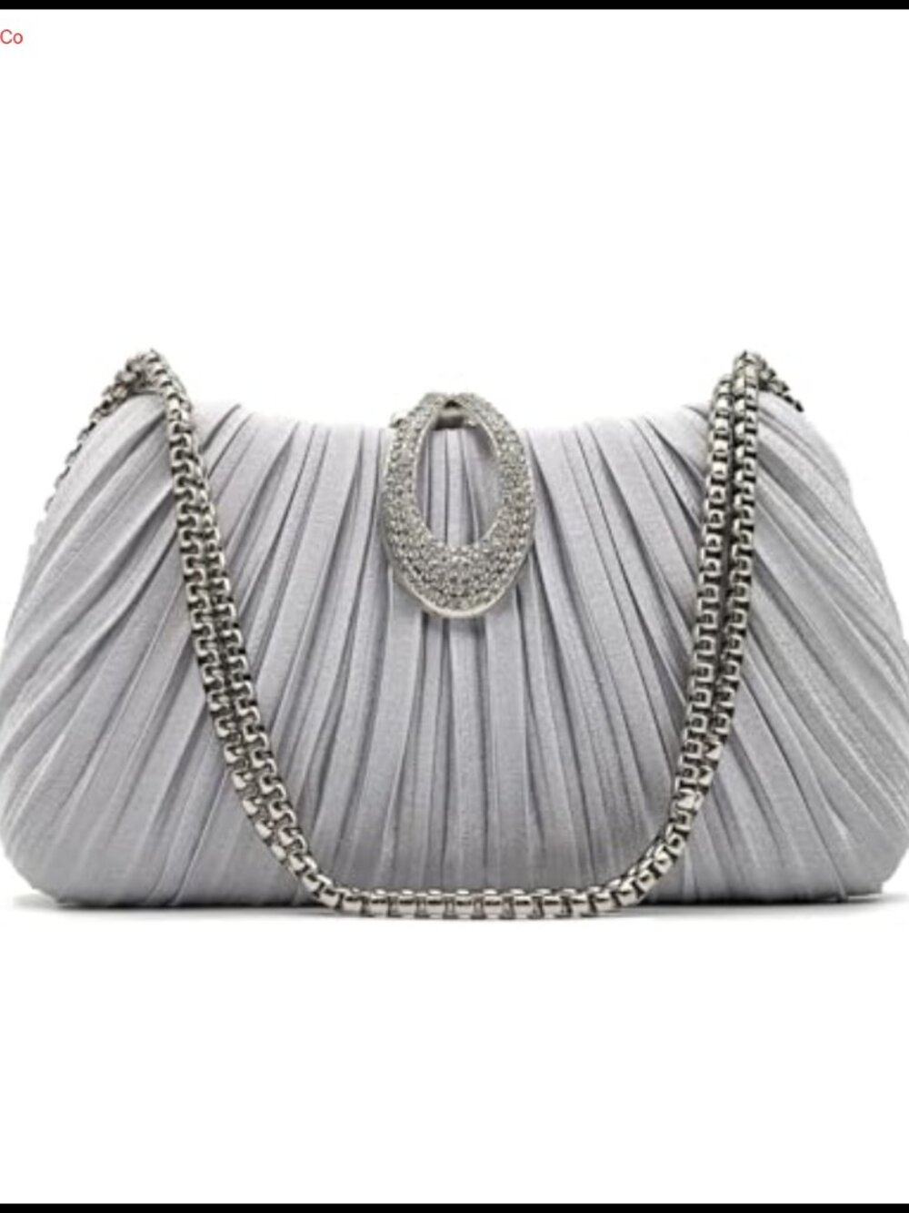 Satin Evening Clutch Pleated Formal Wedding Party Detachable Chain Crossbody